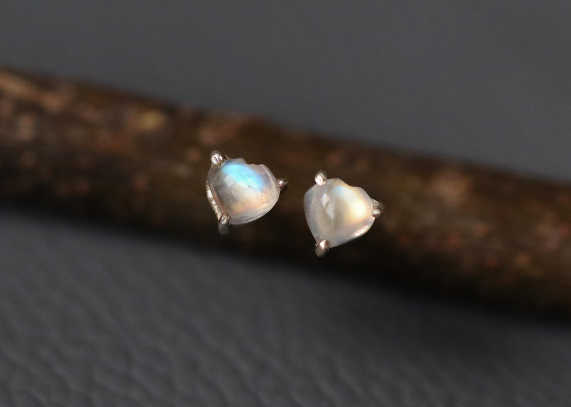 prong moonstone studs