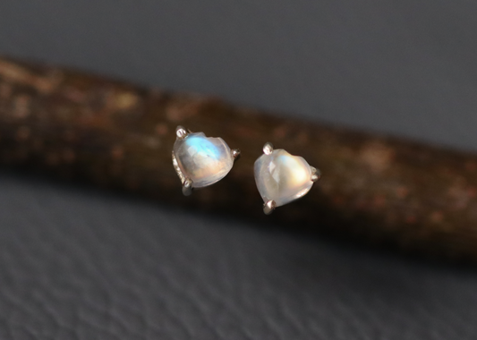 prong moonstone studs