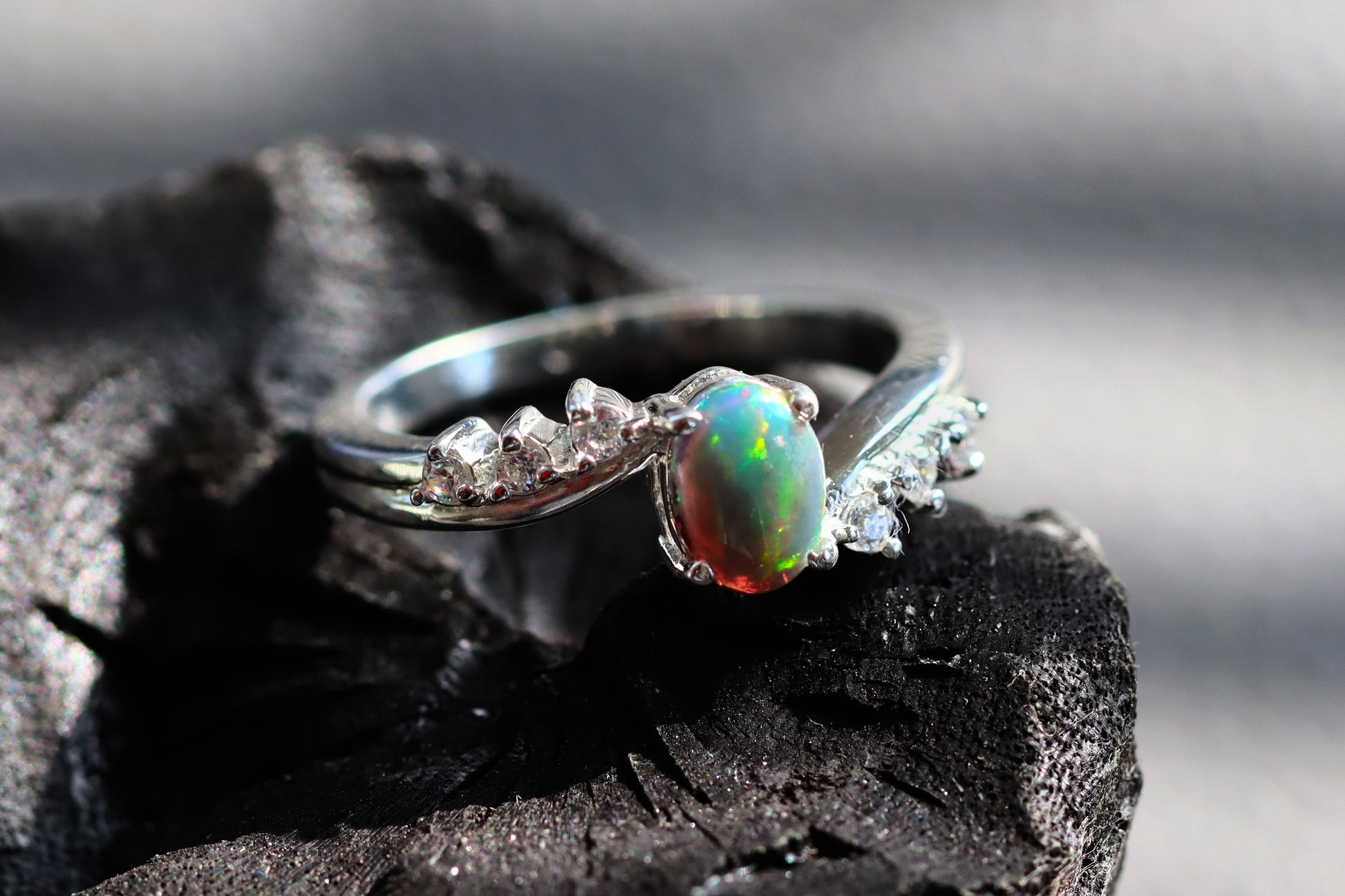 opal silver ring